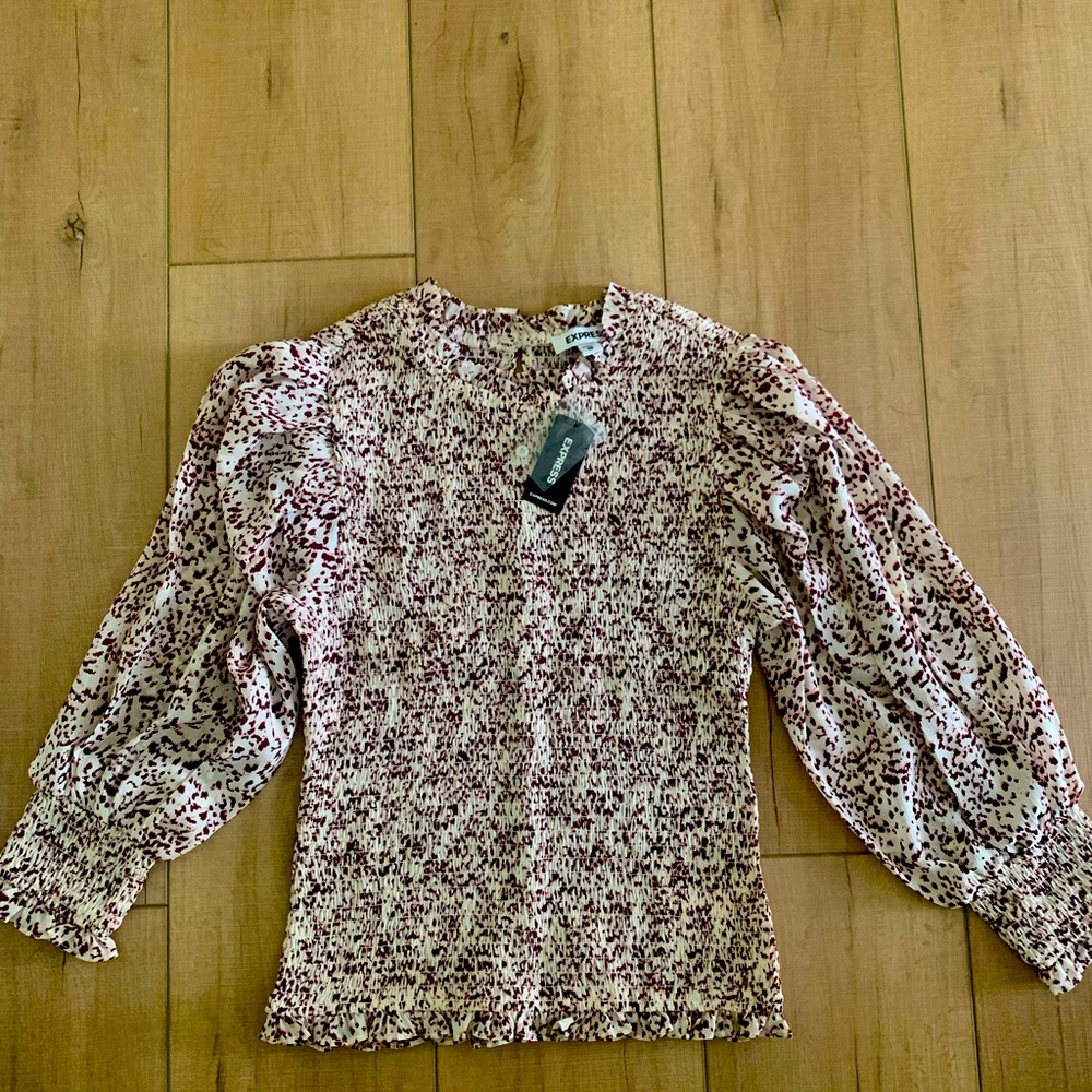 Cream and Maroon blouse from express
